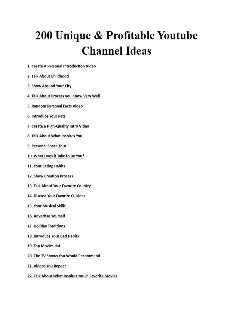YouTube Channel Ideas